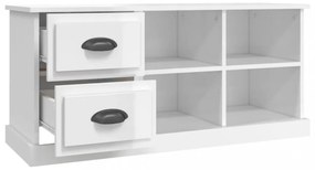 magasfényű fehér szerelt fa TV-szekrény 102 x 35,5 x 47,5 cm