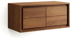 Natúr színű alacsony fali teakfa mosdó alatti szekrény 90x40 cm Kenta – Kave Home