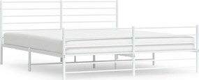 vidaXL fehér fém ágykeret fej- és lábtámlával 200x200 cm