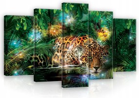 Vászon Falikép Jaguar Tigris Modern Nagy 5 Részes 100x60