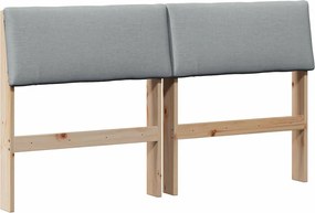 vidaXL Kárpitozott fejtámla Világosszürke 160 cm Tömör fenyőfa
