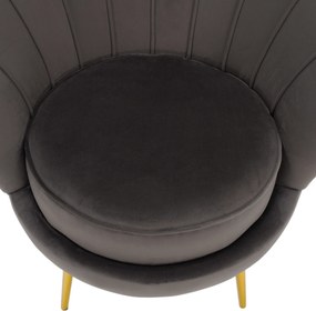 Art-deco stílusú fotel, szürkésbarna Velvet szövet/gold arany króm, NOBLEO