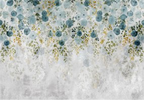 Fotótapéta Virágos Pasztell Akvarell Kert Kék 416x254 +ragasztó