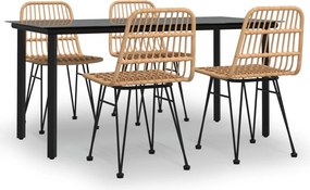 vidaXL 5 részes polyrattan kerti étkezőgarnitúra