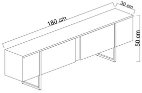 Natúr színű TV-állvány diófa dekorral 180x30 cm Luxe – Kalune Design