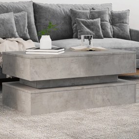 Betonszürke dohányzóasztal LED-lámpákkal 90x50x40 cm