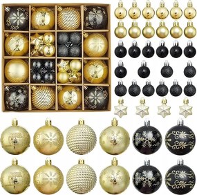 Rinling 44 db-os karácsonyfadísz szett fekete-arany műanyag