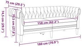 2 személyes barna szövet Chesterfield kanapé