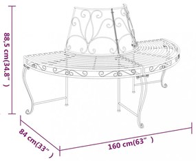 fekete acél félkör alakú fa körüli pad Ø160 cm