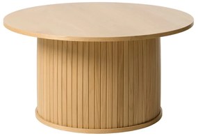 Natúr színű kerek dohányzóasztal tölgyfa dekorral ø 90 cm Nola – Unique Furniture