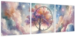 Kép – Életfa a felhőkben (órával) (90x30 cm)