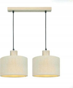 Aca Lighting függeszték 2XE27 Chios krémszínű textil+fa 50X22XM130CM