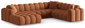 Terrakotta színű zsenília sarokkanapé (jobb oldali-U alakú) Treno – Cosmopolitan Design