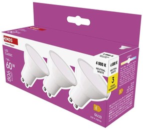 Semleges színű LED izzó szett 3 db-os GU10, 7 W – EMOS