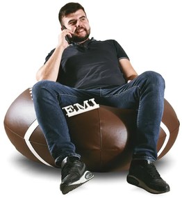 EMI Amerikai focilabda mintás barna-fehér műbőr babzsákfotel