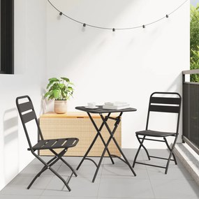 3 részes összehajtható bistro szett antracit acélból