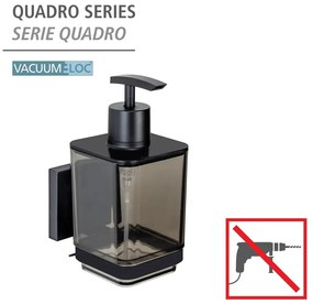 Fekete öntapadós műanyag szappanadagoló 340 ml Quadro – Wenko