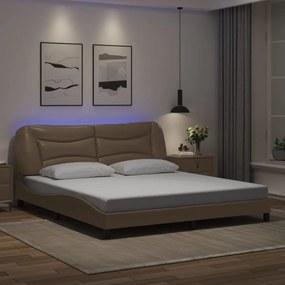 kávészínű műbőr ágykeret LED-világítással 180 x 200 cm