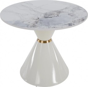 Dohányzóasztalok, 2 db-os szett, fehér márvány/fehér/arany, acél, MABUZ