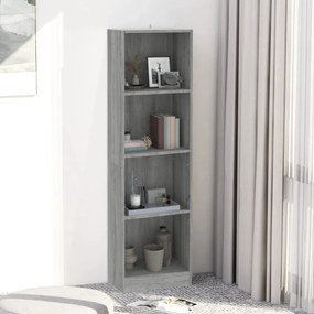 4 szintes szürke sonoma szerelt fa könyvszekrény 40x24x143 cm