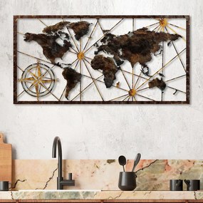 World Map Large - 1 fém világtérkép faldekoráció