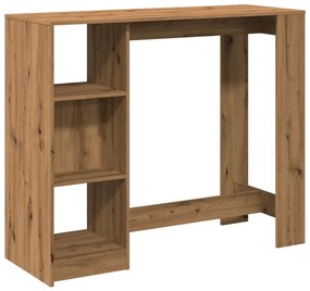 kézműves tölgy szerelt fa bárasztal polccal 124 x 46 x 103,5 cm