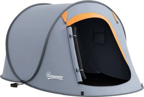 Outsunny Pop-Up Sátor 2-3 Főnek - Vízálló, Hordozható, Összecsukható, Ablakkal és Ajtóval, Horgászathoz és Túrázáshoz - 245x148x105 cm Szürke | Aosom