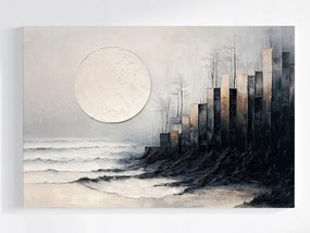 Poszter Absztrakt Grafika Város Éjszaka Hold Tenger 60x40