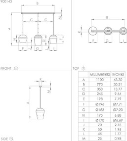 Eglo CAMBAITO 900143 Függőlámpa 3x40W/E27 IP20