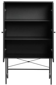Fekete szekrény tölgyfa dekorral 80x135 cm Pensacola – Unique Furniture