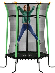 HOMCOM Gyermek Trampolin Ø163,5 cm - Belső Trampolin Biztonsági Hálóval és Párnázott Peremmel, 50 kg-ig, 3-10 éves gyerekeknek Zöld | Aosom