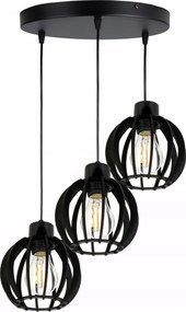 Mennyezeti Túlnyúló Lámpa Függő Csillár Fekete Loft Lámpabúra Fa Fekete 3x E27