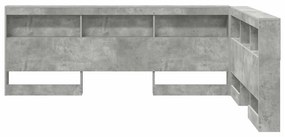 Tároló fejtámla polcokkal tárolóval Beton Szürke 140 cm Faanyag