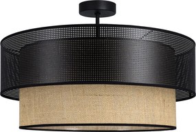BORHO felületre szerelhető csillár 1xE27/60W/230V, átm. 40 cm, fekete/juta
