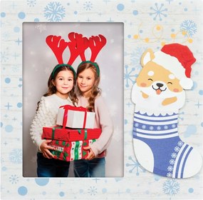 Karácsonyi képkeret 10x15-ös fotóhoz, karácsonyi ajándék kutyussal