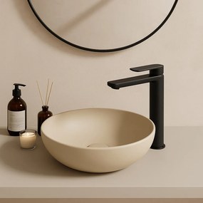 CeraStyle ZERO - PULTRA ültethető - Top Counter - porcelán mosdó - O - MATT BÉZS - Ø 46 cm