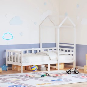 fehér tömör fenyőfa kanapéágy tetővel 80 x 200 cm
