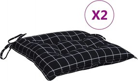vidaXL 2 db fekete kockás oxford szövet székpárna 50 x 50 x 7 cm
