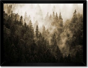 Poszter fekete keretben 40x30 Tájkép Szépia Hegyek Köd