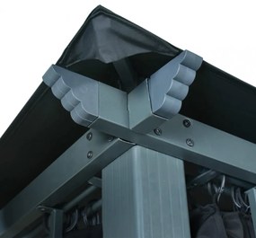 antracit alumíniumpavilon függönnyel/LED fényfüzérrel 3 x 3 m