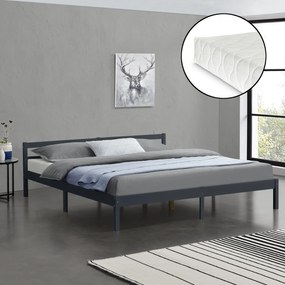 [en.casa] Ágykeret ágyráccsal Nakkila matraccal fenyő 180x200 cm sötétszürke