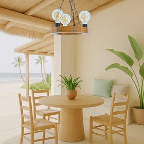 Csillár láncon IOS 3xE27/60W/230V átm. 30 cm bükkfa