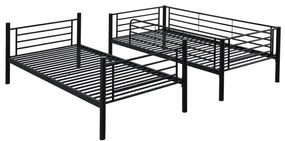 Bunky ágy 90 x 200 cm, emeletes, fekete