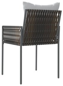 2 db barna polyrattan kerti szék párnával 54 x 61 x 83 cm