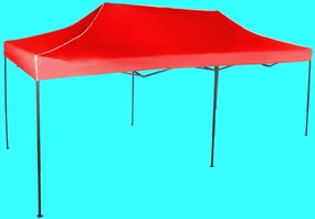 Gyorsan összecsukható sátor 3x6m - acél, Piros, Oldalfalak nélkül
