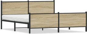 vidaXL sonoma tölgy színű fém ágykeret matrac nélkül 183 x 213 cm