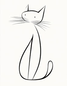 Vászonkép Canvas Grafika Line Art Rajz Macska Portré Vonal 60x80