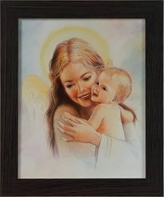 Vászonkép 30x25 Őrangyal Angyal Keret Wenge Keresztelő