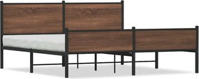 vidaXL barna tölgy színű fém ágykeret matrac nélkül 183 x 213 cm