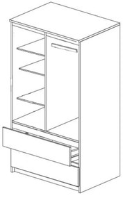 Washington Gardróbszekrény Fehér 90 cm